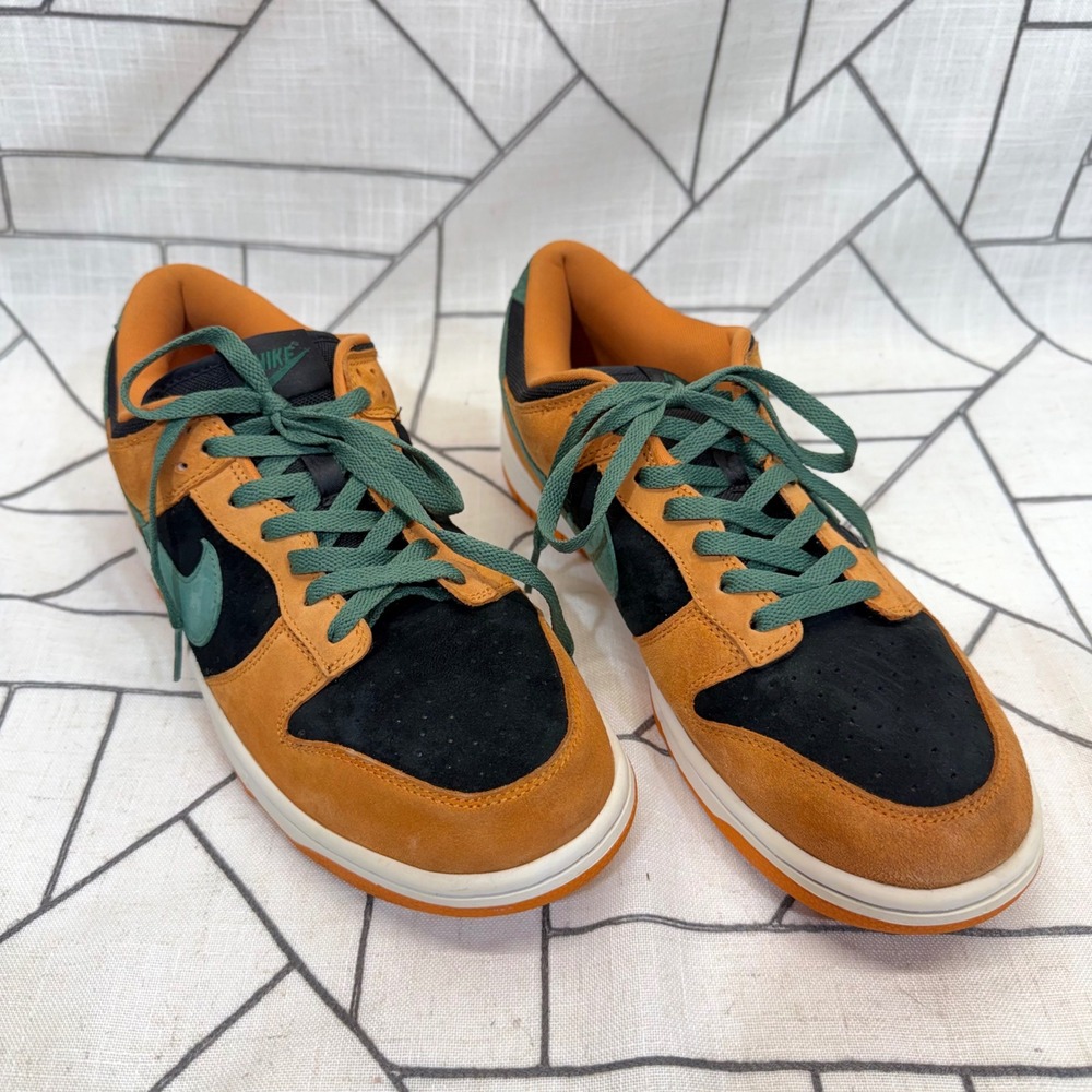 Nike Dunk Low Ceramic Size 11 Black Orange Green DA1469-001 Suede Sneakers
